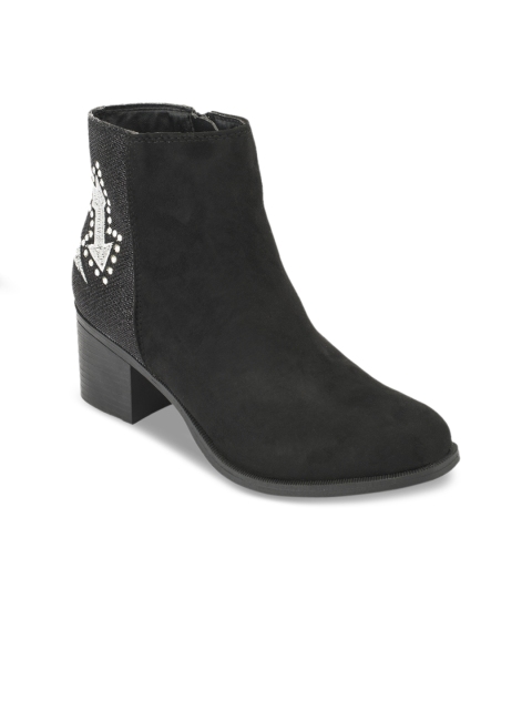 Truffle Collection Women Black Solid Heeled Boots
