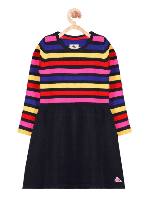 

Cherry Crumble Girls Black Striped Sweater Dress