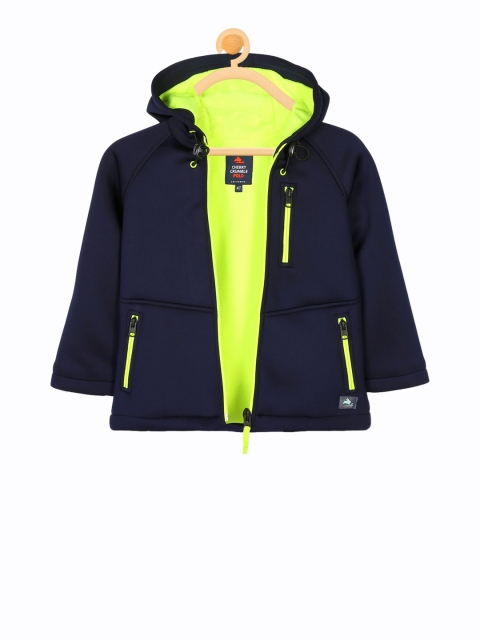 

Cherry Crumble Girls Navy Blue Solid Tailored Jacket