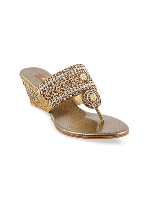 

Metro Women Gold-Toned Embellished Wedges