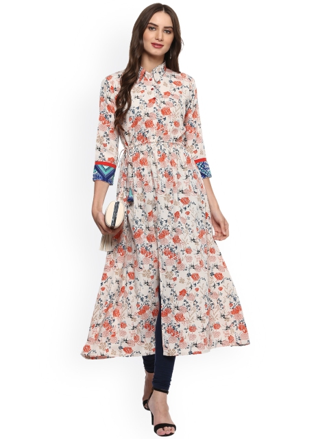 

La Firangi Women Off-White Printed A-Line Kurta