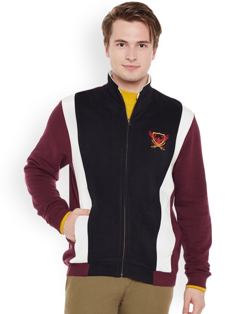 

The Vanca Men Black & Maroon Colourblocked Sweatshirt