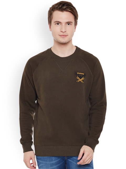 

The Vanca Men Olive Brown Solid Sweatshirt