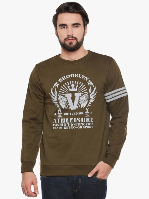 

The Vanca Men Olive Green Printed Sweatshirt