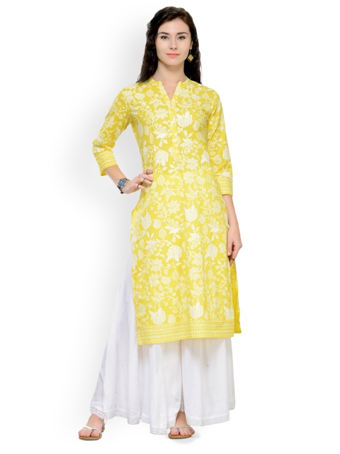 

Varanga Yellow And White Printed Straight Kurta With Palazzo