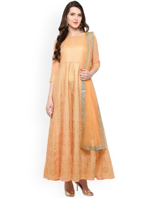 

Ahalyaa Peach-Coloured Anarkali Kurta with Dupatta