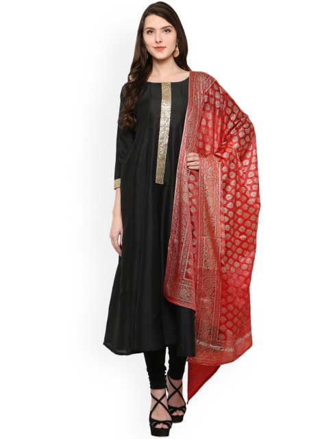 

Ahalyaa Black & Red A-Line Kurta with Dupatta