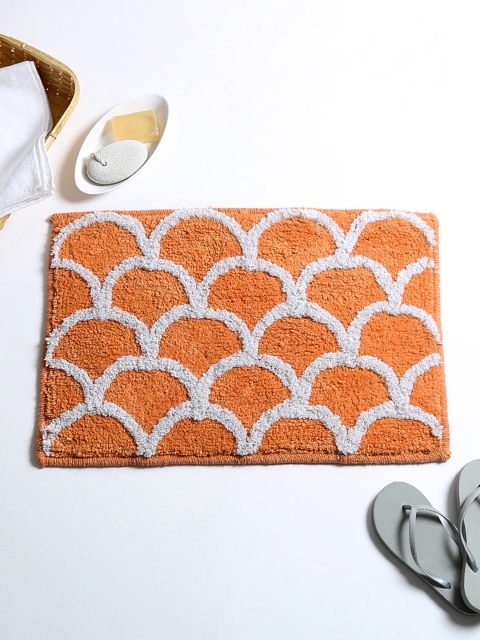 

House This Orange Cotton Rectangular Bath Rug