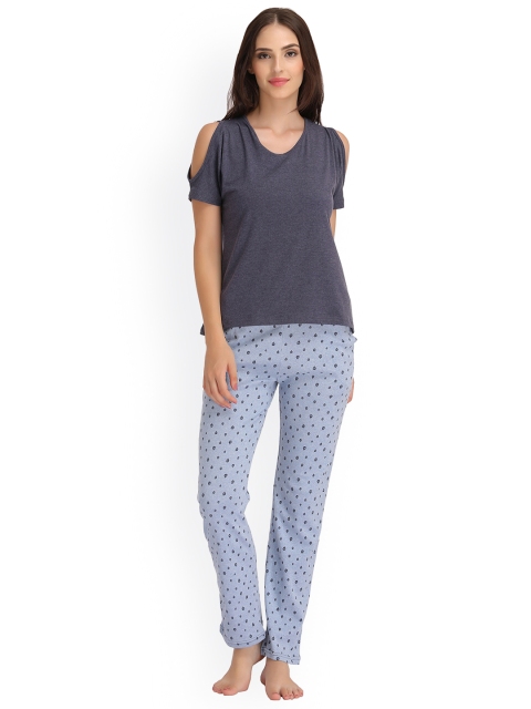 

Clovia Women Blue Printed Lounge Set LS0166P08