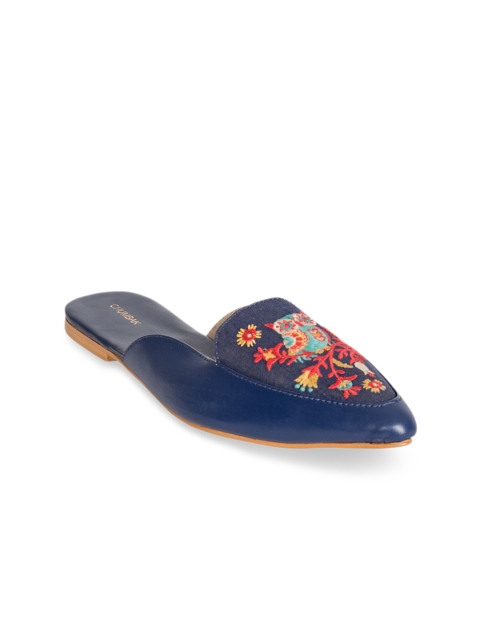 

Chumbak Women Blue Woven Design Synthetic Mules