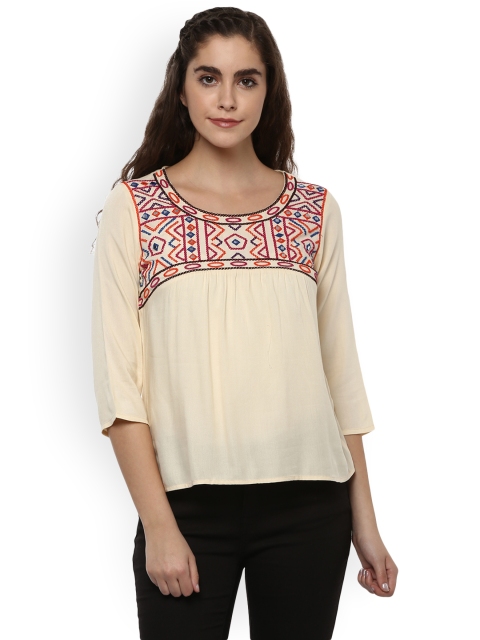 

The Vanca Women Off-White Embroidered Top