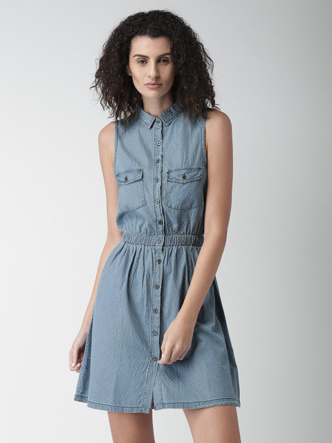 

Mast & Harbour Women Blue Printed Shirt Dress