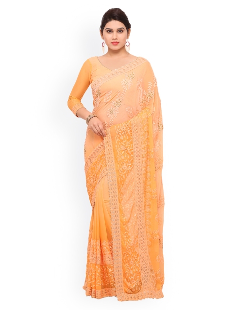 

Online Fayda Orange Embroidered Pure Chiffon Saree