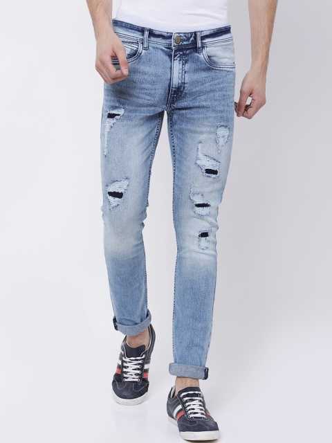 

LOCOMOTIVE Men Blue Tapered Fit Mid-Rise Mildly Distressed Stretchable Jeans