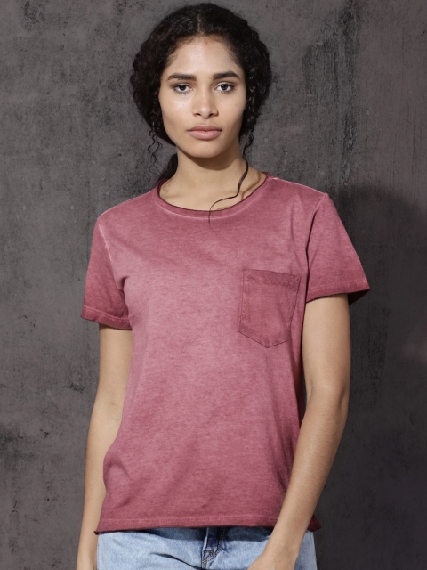 

Roadster Women Rust Brown Dyed Round Neck T-shirt