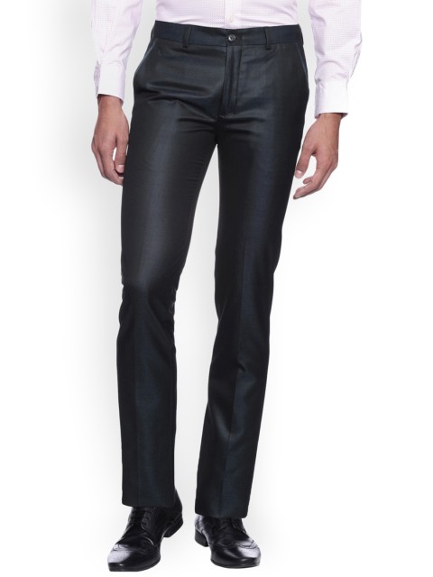 

SUITLTD Men Navy Blue Slim Fit Solid Formal Trousers