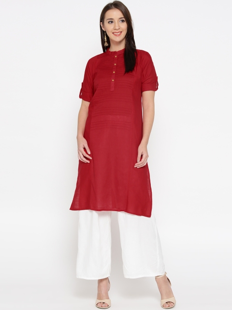 

Jashn Women Red Solid Straight Kurta