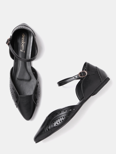 

DressBerry Women Black Cut-Out Ballerinas