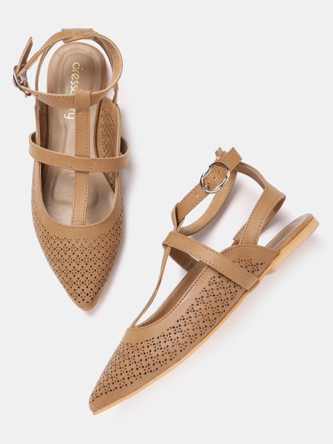 

DressBerry Women Brown Cut-Out Flat Shoes