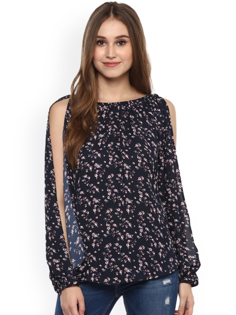 

Harpa Women Navy Blue Printed Top