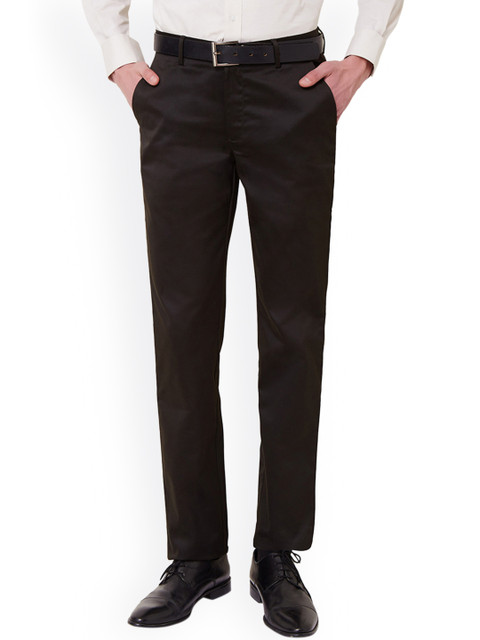 

Peter England Men Black Slim Fit Solid Formal Trousers