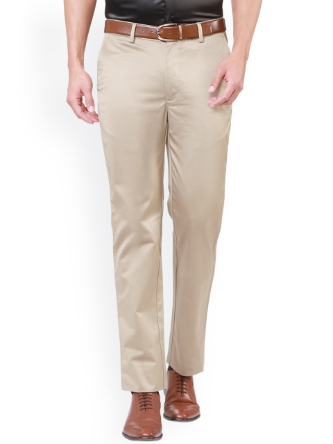 

Peter England Men Beige Slim Fit Solid Formal Trousers
