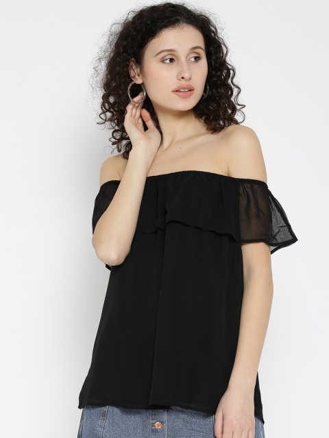 

ONLY Women Black Solid Bardot Top