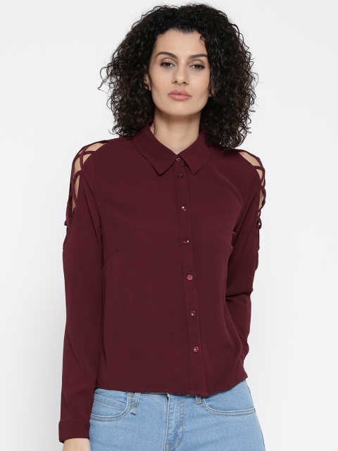

ONLY Women Burgundy Regular Fit Solid Casual Shirt