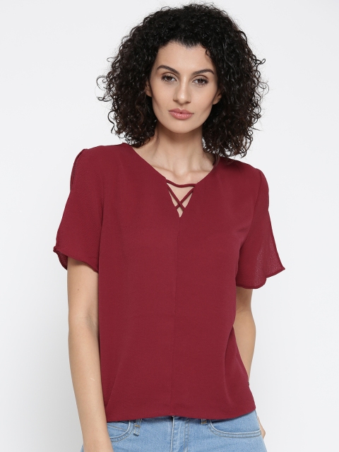 

ONLY Women Maroon Solid Top