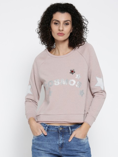 

ONLY Women Dusty Pink Printed Crop Sweatshirt