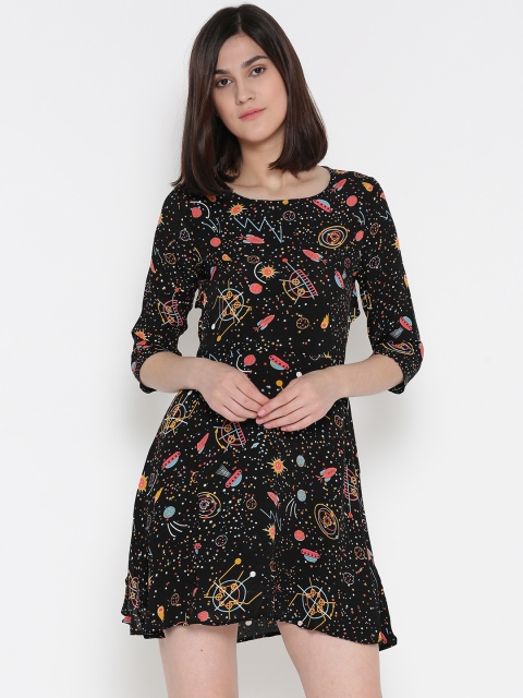 

ONLY Women Black Printed A-Line Dress