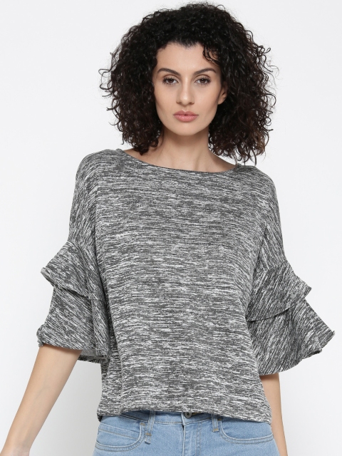 

ONLY Women Grey Patterned Boxy Top