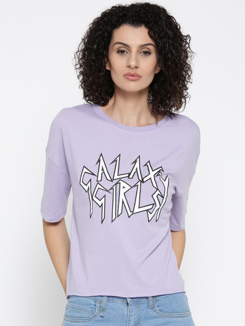 

ONLY Women Lavender Printed Styled Back Top