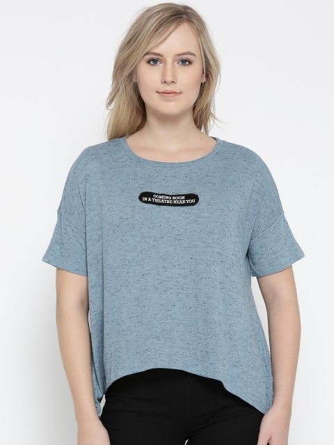 

ONLY Women Blue Solid Styled Back Boxy Top