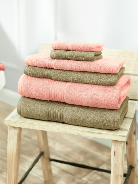 

swiss republic Set of 6 600 GSM Cotton Towels, Peach