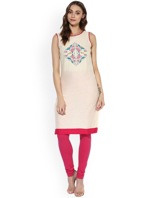 

Juniper Women Cream-Coloured Solid Straight Kurta