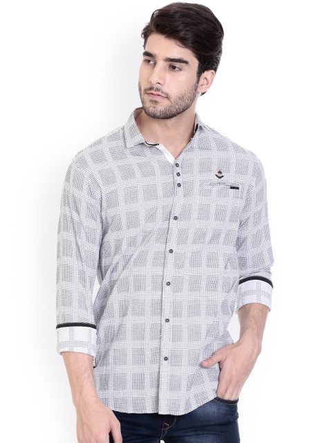 

ROCX Men White & Black Slim Fit Checked Casual Shirt