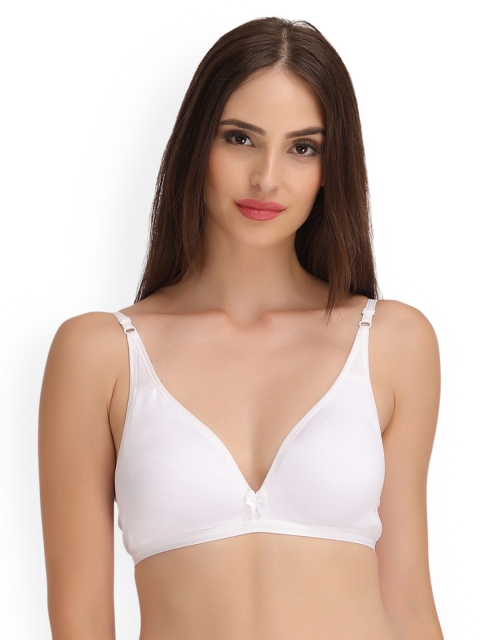 

Clovia White Solid Non-Wired Non-Padded Plunge Bra BR0987P1844C