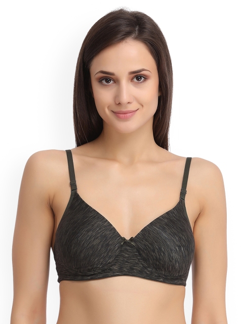 

Clovia Black & Grey Printed Non-Wired Padded T-shirt Bra BR0994P1340B