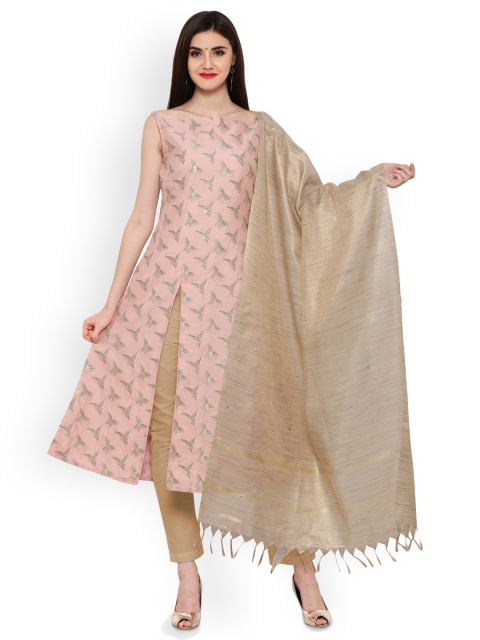 

Inddus Pink & Beige Art Silk Jacquard Unstitched Dress Material