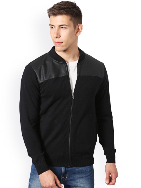 

Peter England Casuals Men Black Self-Design Bomber Jacket