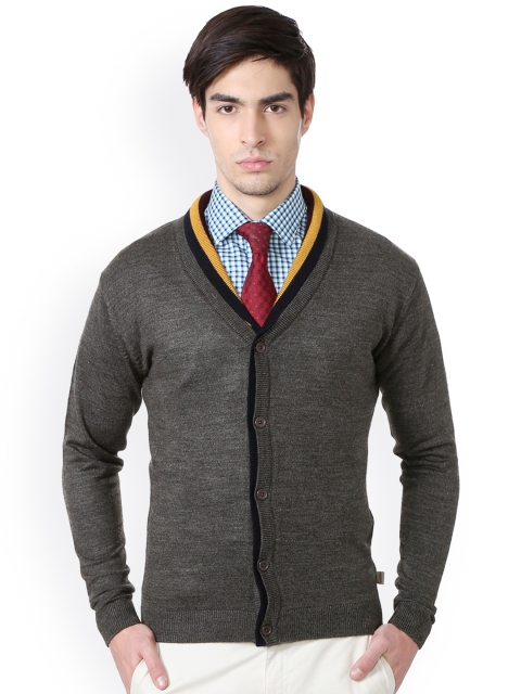 

Peter England Casuals Men Grey Self-Design Cardigan