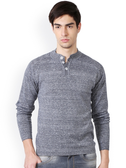 

Peter England Casuals Men Grey Self-Design Pullover