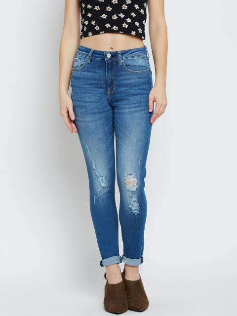 

Aeropostale Women Blue Mid-Rise Low Distress Stretchable Jeans