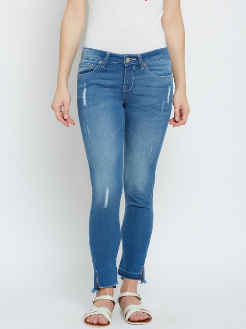 

Aeropostale Women Blue Skinny Fit Low-Rise Low Distress Stretchable Jeans