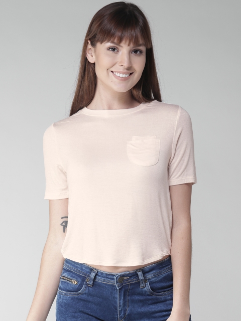 

Aeropostale Women Peach-Coloured Solid Top