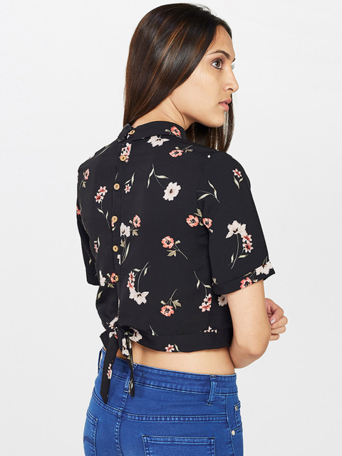 

AND Women Black Printed Top