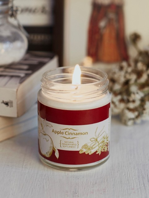 

Resonance Apple Cinnamon Natural Soy Wax Jar Candle, White