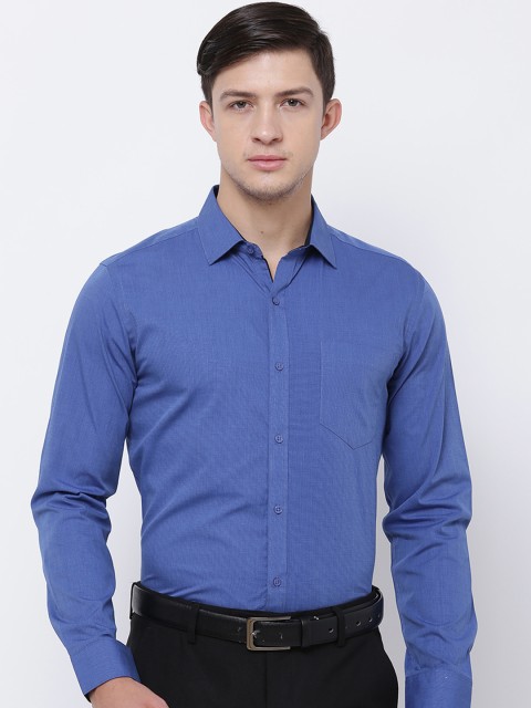 

Black coffee Men Blue Slim Fit Solid Formal Shirt