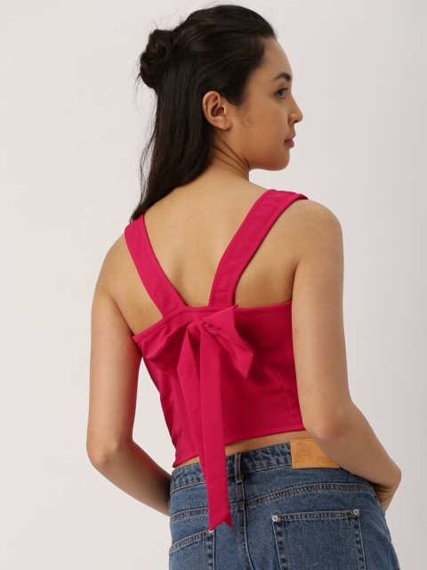 

DressBerry Women Pink Solid Crop Top